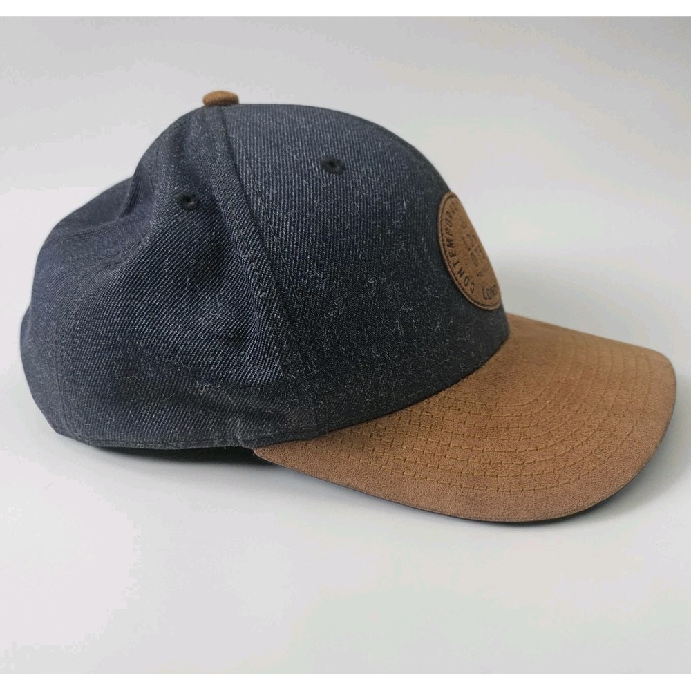 Snapback‎ Hat Mens Gray Brown Faux Suede Flat Brim H&M London Adjustable  Cap - Picture 3 of 7